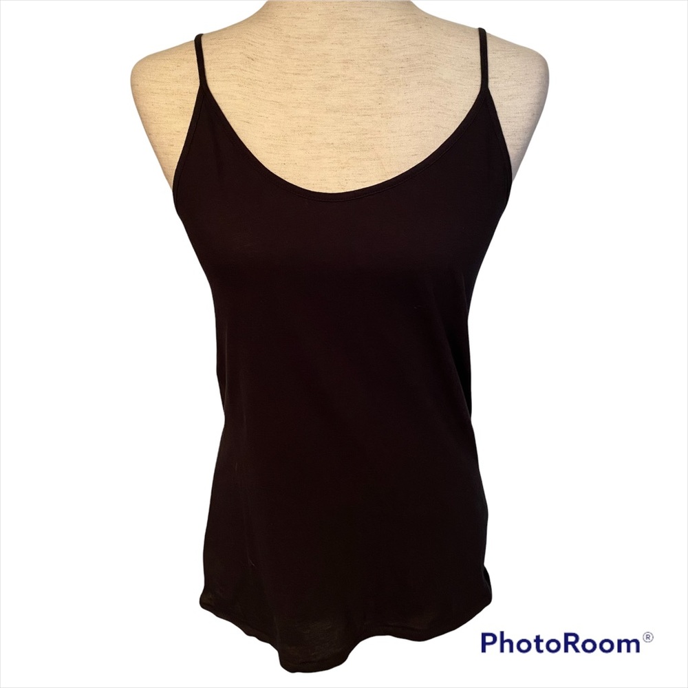 VINCE TOP TANK BLACK SPAGHETTI STRAPS SCOOP NECK PIMA COTTON SIZE M